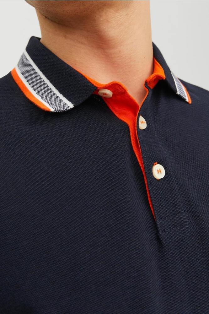 JJEPAULOS POLO SS NOOS 12136668 BLACK NAVY/NEON